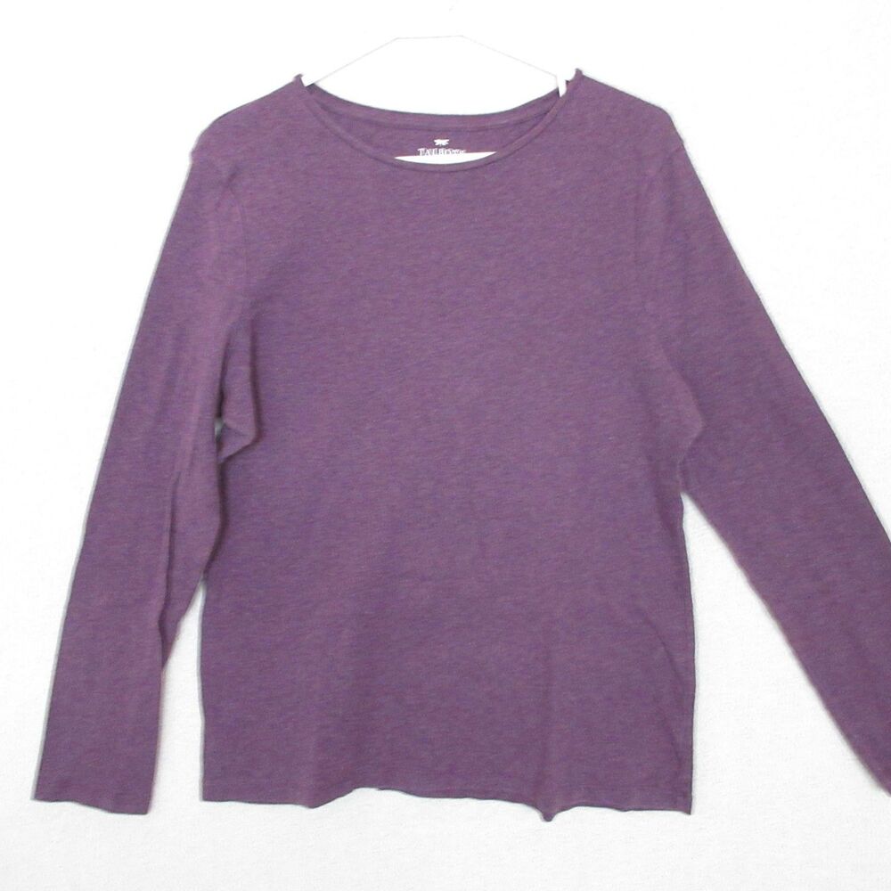 Talbots Shirt Womens XL Long Sleeve‎ Crewneck 100% Cotton Purple Top Heathered